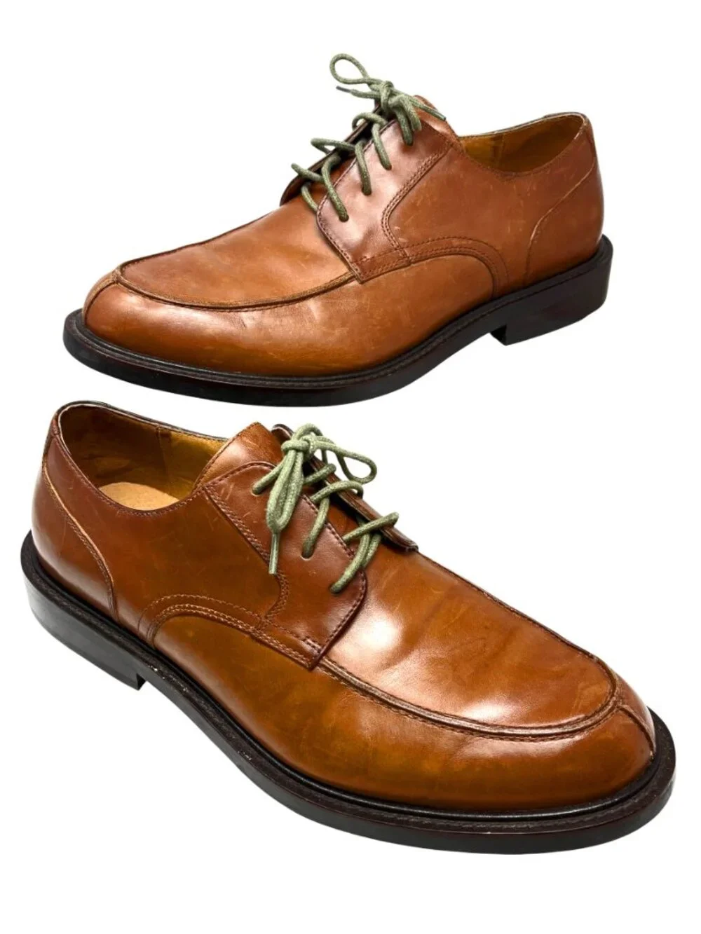 LANDS END Cognac Brown Leather Split Toe Dress Oxfords